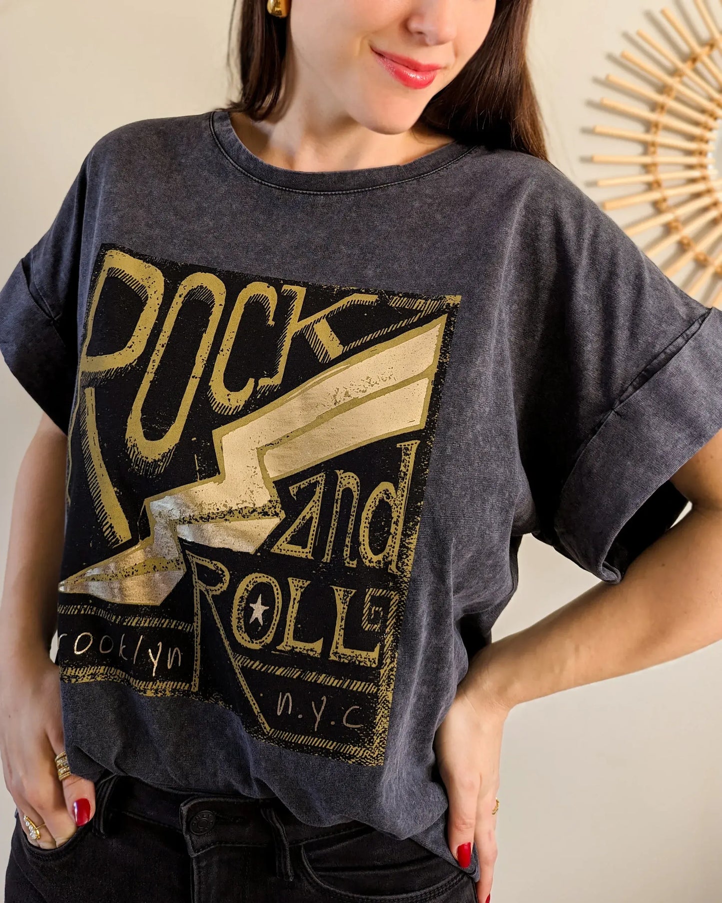 T-shirt gris - Rock and Roll