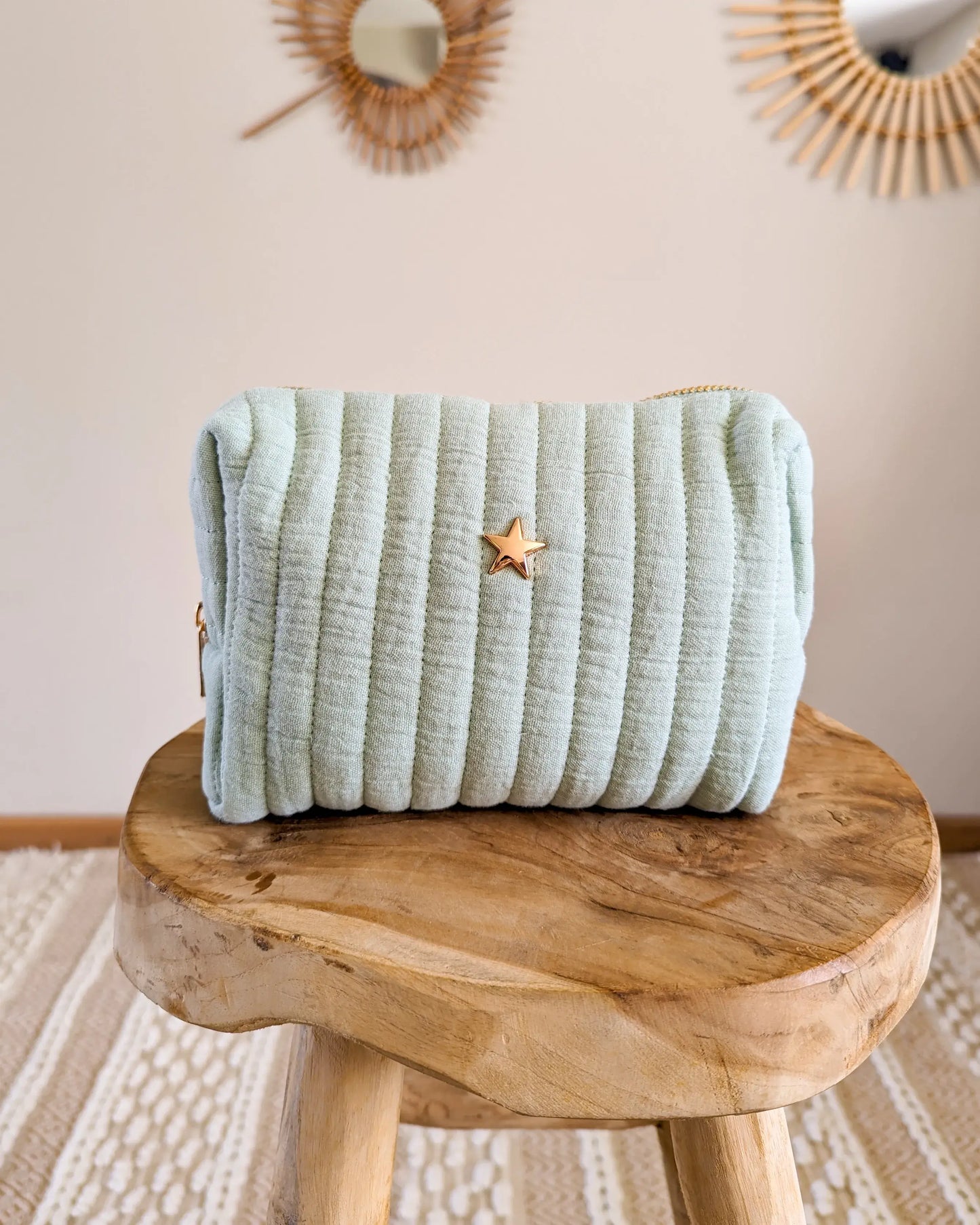 Trousse en coton matelassé - Atelier Paname Vert d'eau