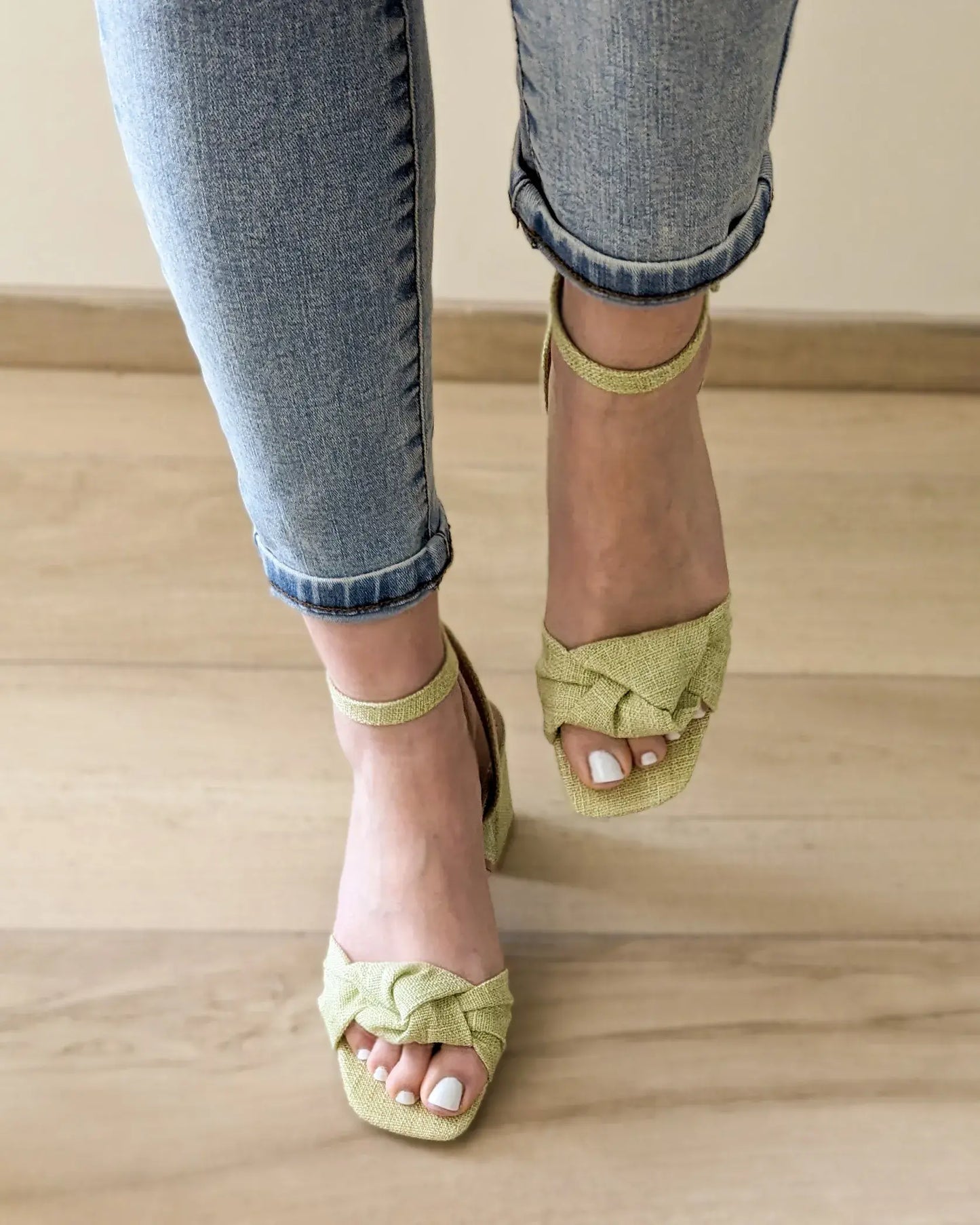 Sandales en tissu - Meryl vertes