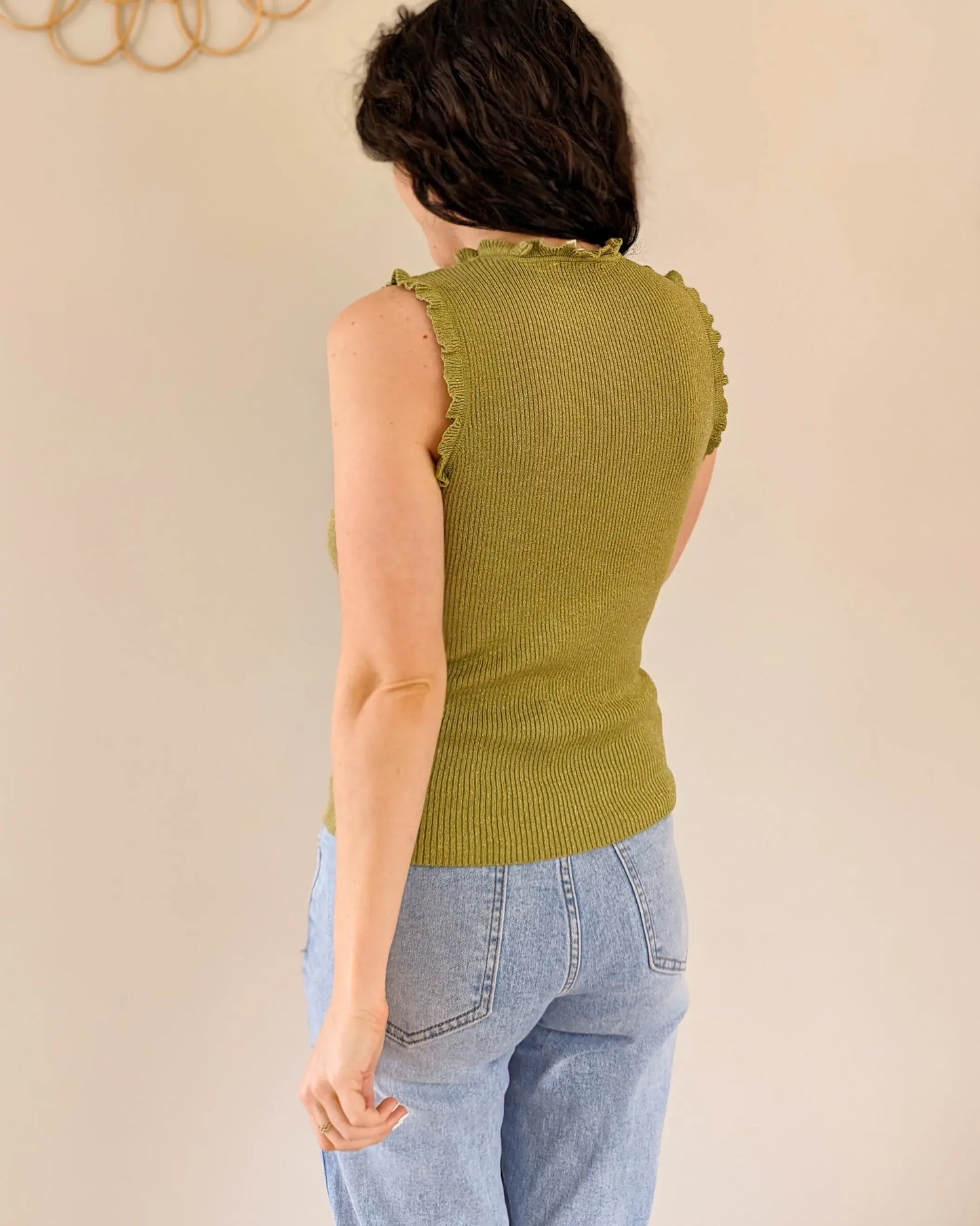 Top à paillettes - Capu olive