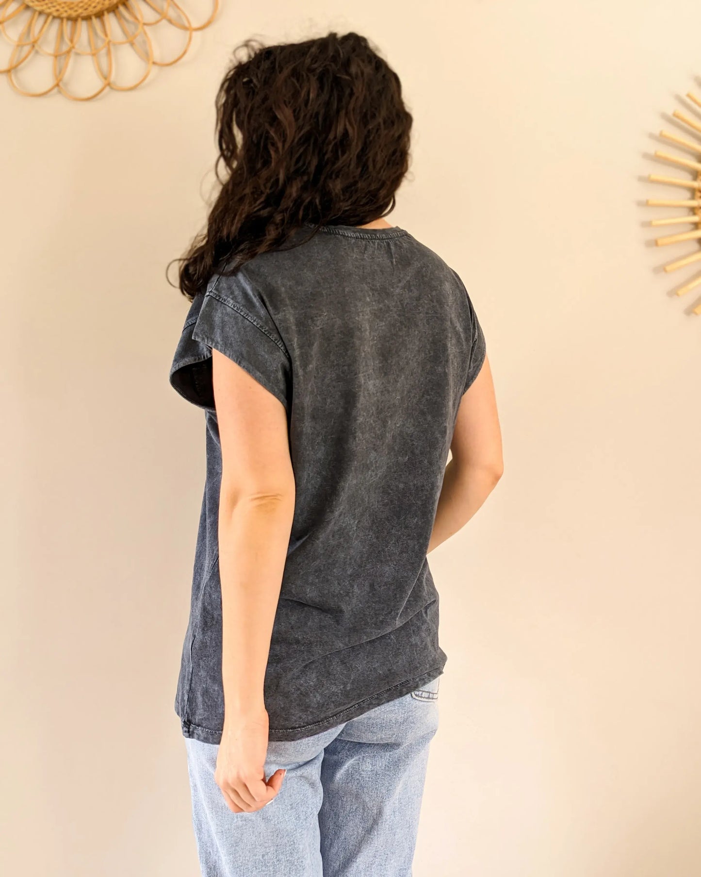 T-shirt gris - Happy weekend