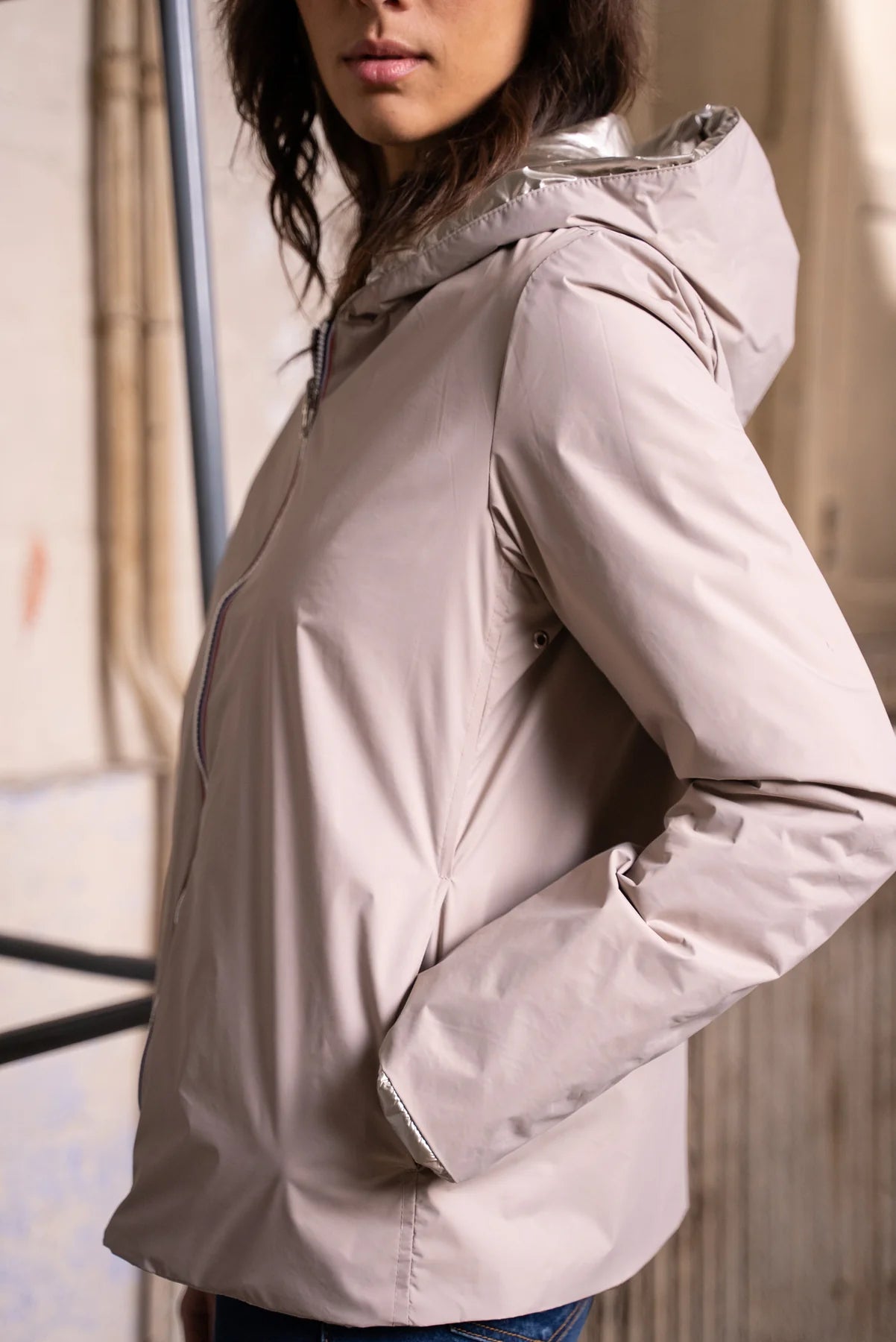 Imperméable rembourré mi-saison Laura Jo - Mandy court beige/doré
