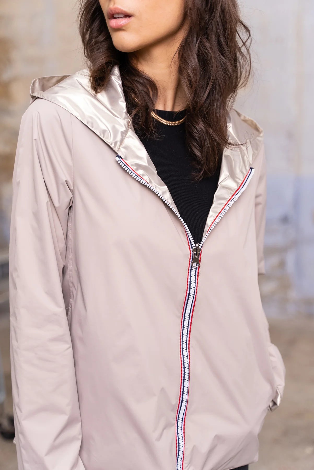 Imperméable réversible Laura Jo beige/doré- Elena courte