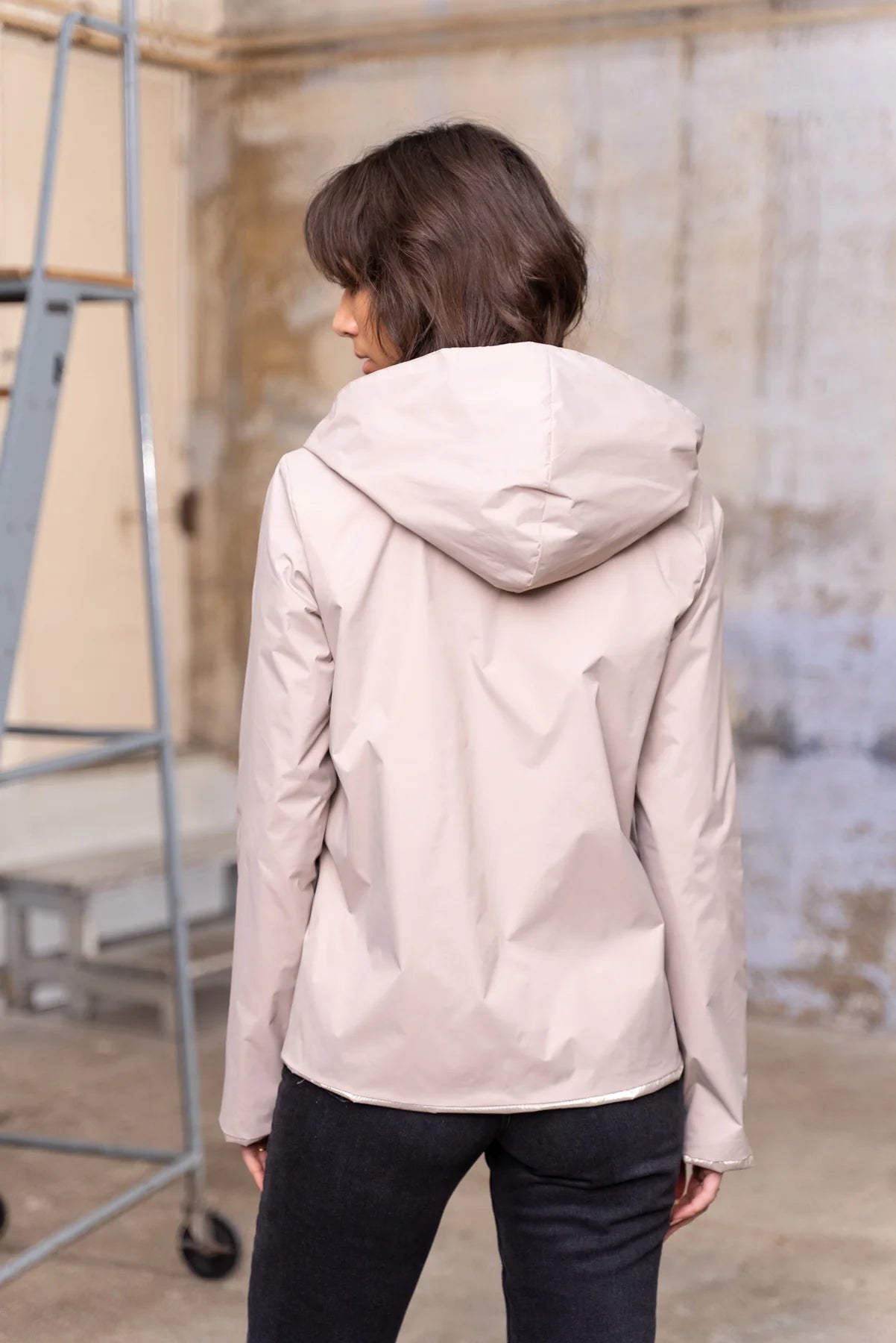 Imperméable réversible Laura Jo beige/doré- Elena courte