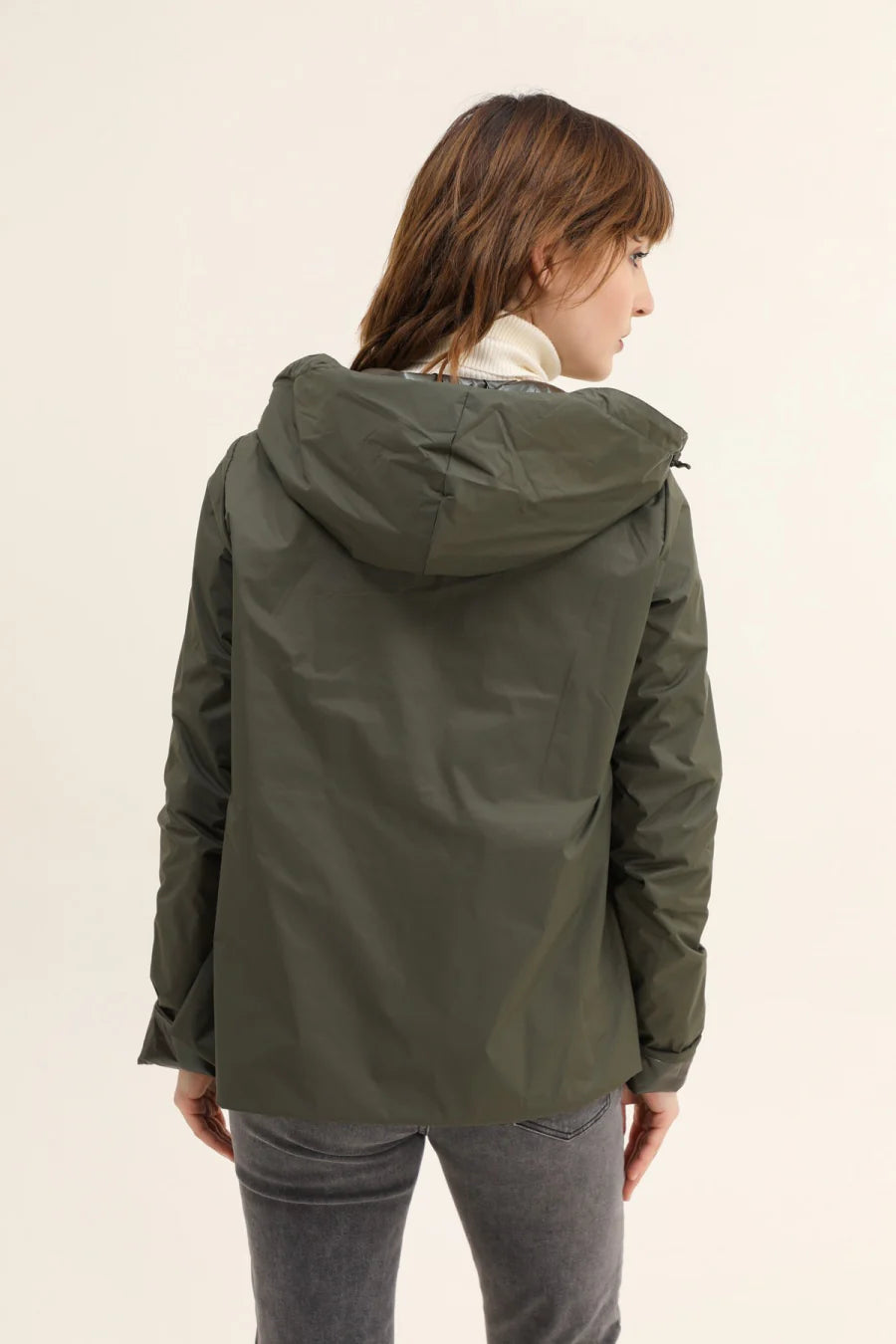 Imperméable rembourré mi-saison Laura Jo kaki mat/brillant - Victoria court - DÉSTOCKAGE taille L et XL