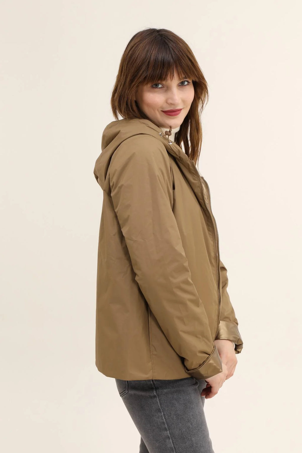 Imperméable rembourré mi-saison Laura Jo camel mat/brillant - Victoria court