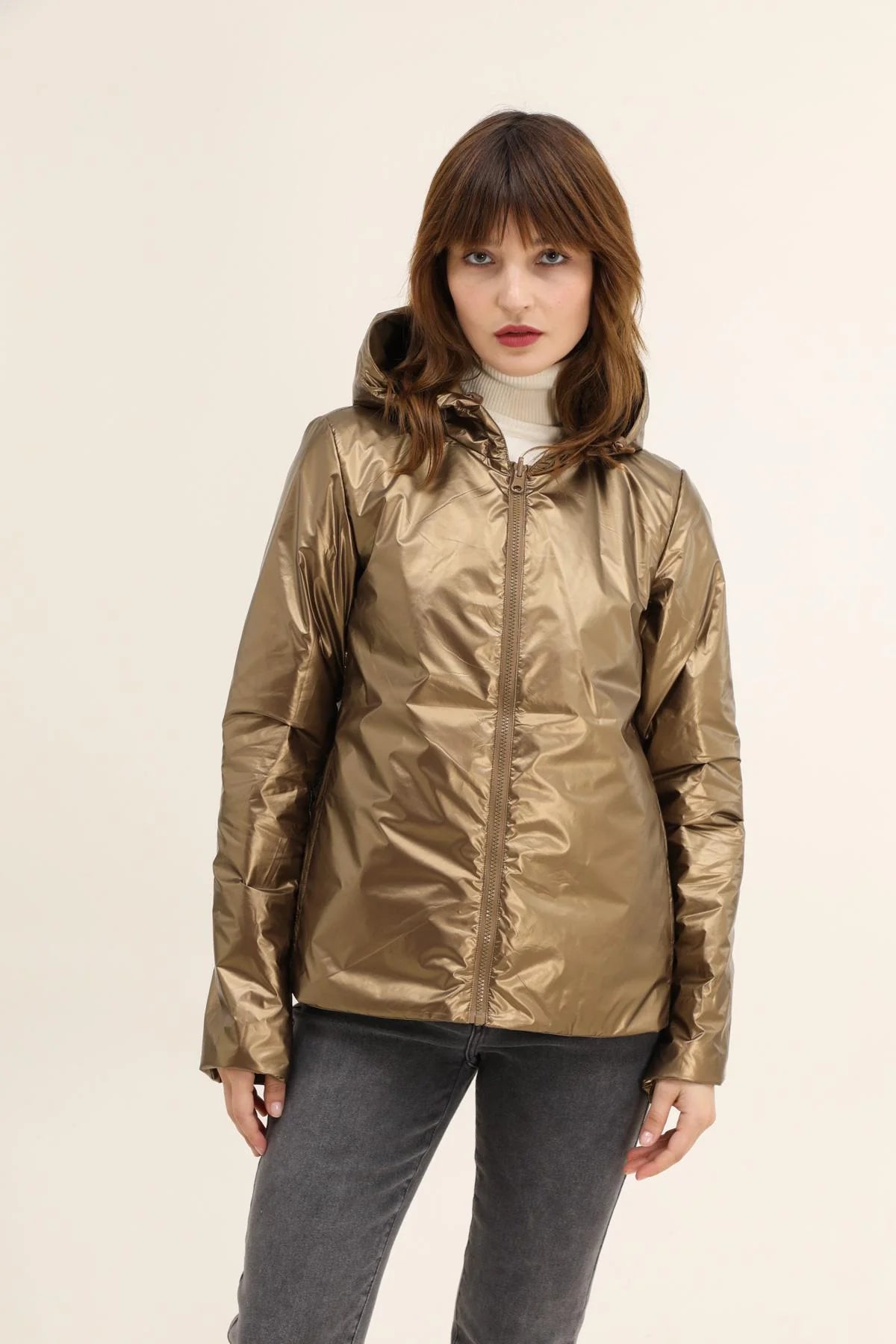 Imperméable rembourré mi-saison Laura Jo camel mat/brillant - Victoria court