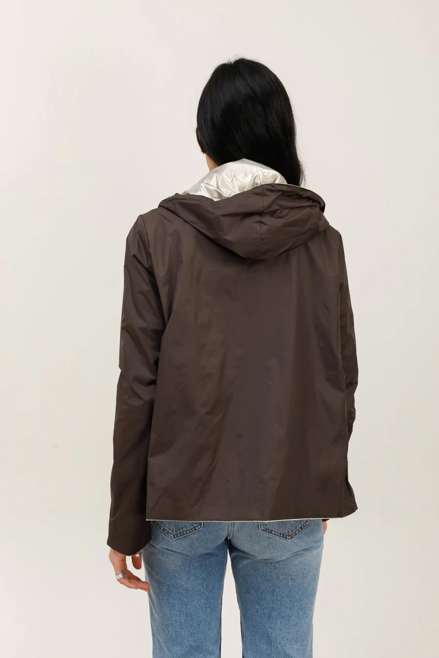 Imperméable réversible Laura Jo chocolat/doré - Elena courte