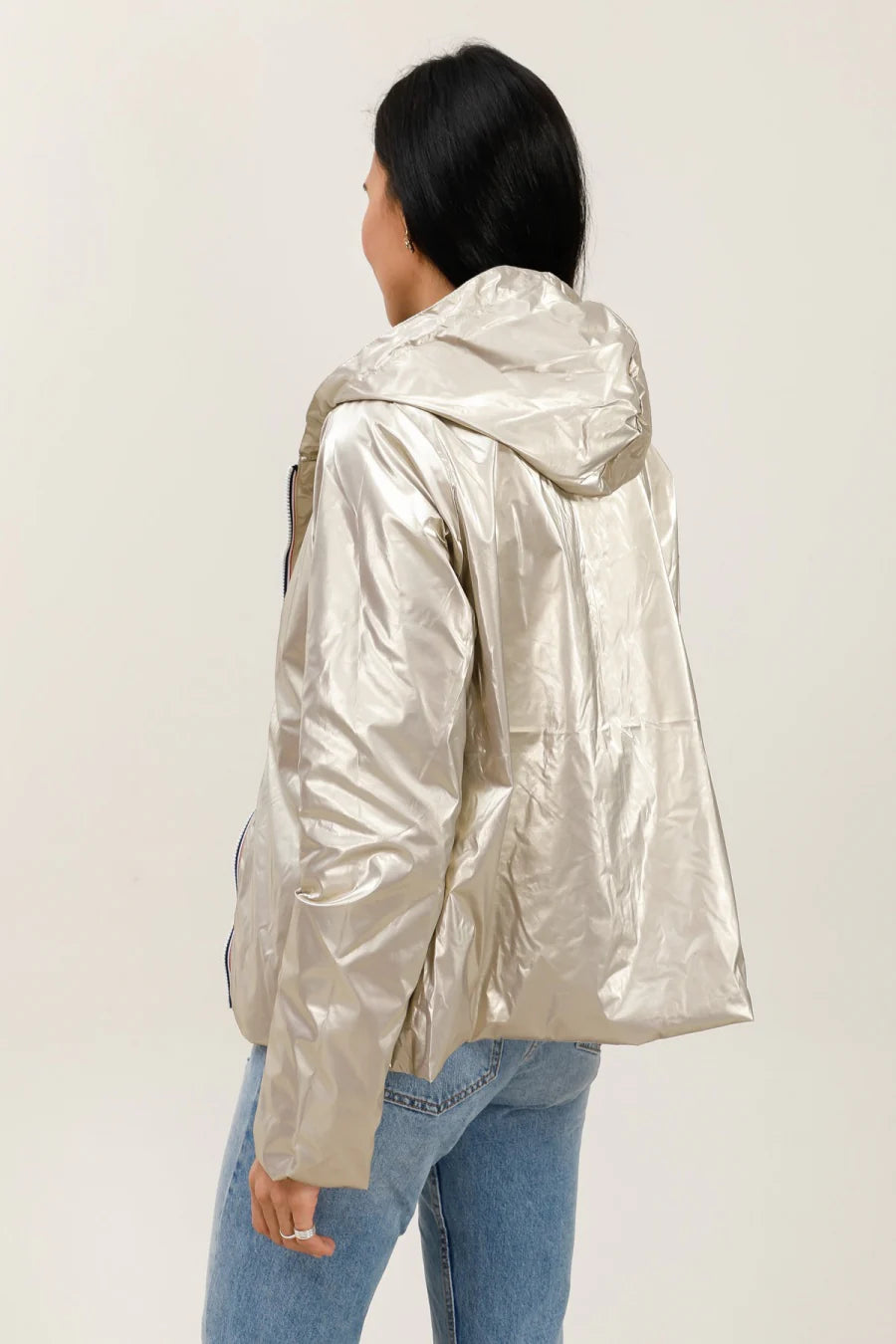 Imperméable réversible Laura Jo chocolat/doré - Elena courte