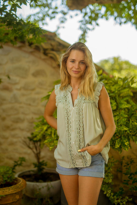 Blouse Appoline vert d'eau