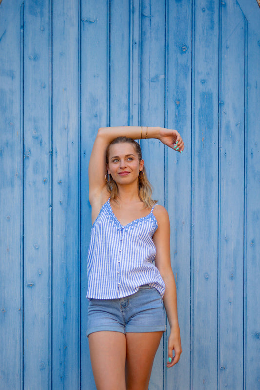 Top Louise bleu
