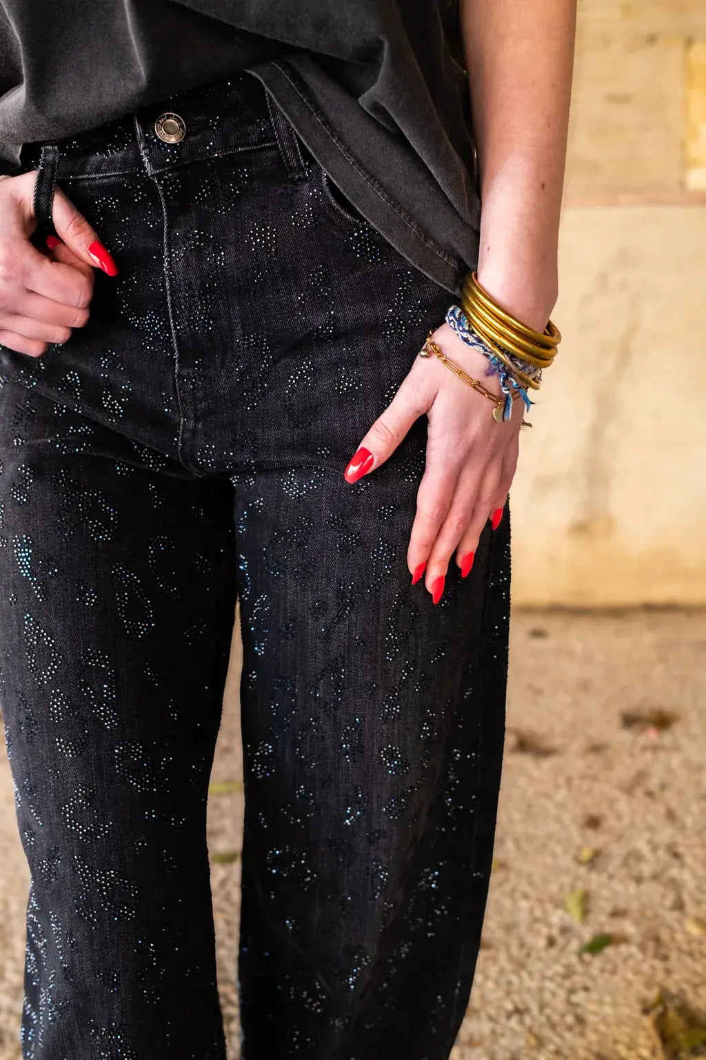Jean Aria léopard à strass