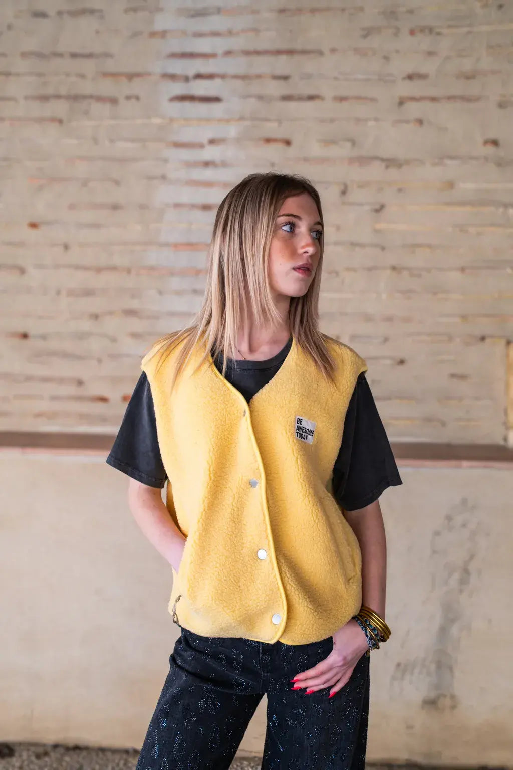 Gilet moumoute Alma jaune