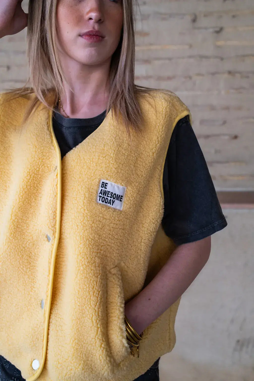 Gilet moumoute Alma jaune