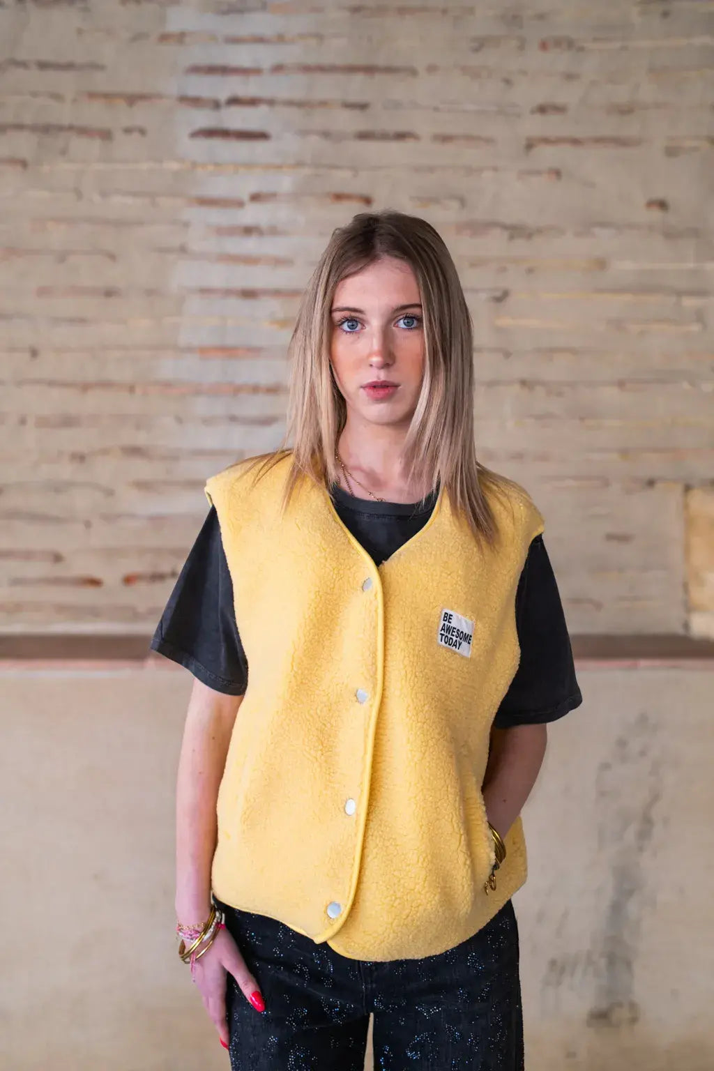 Gilet moumoute Alma jaune