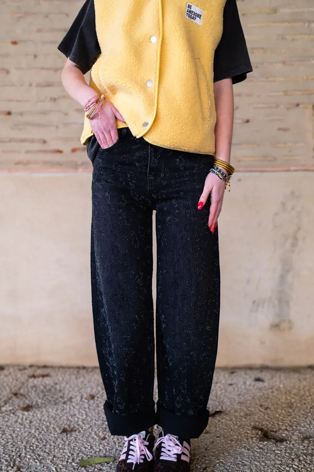 Jean Aria léopard à strass