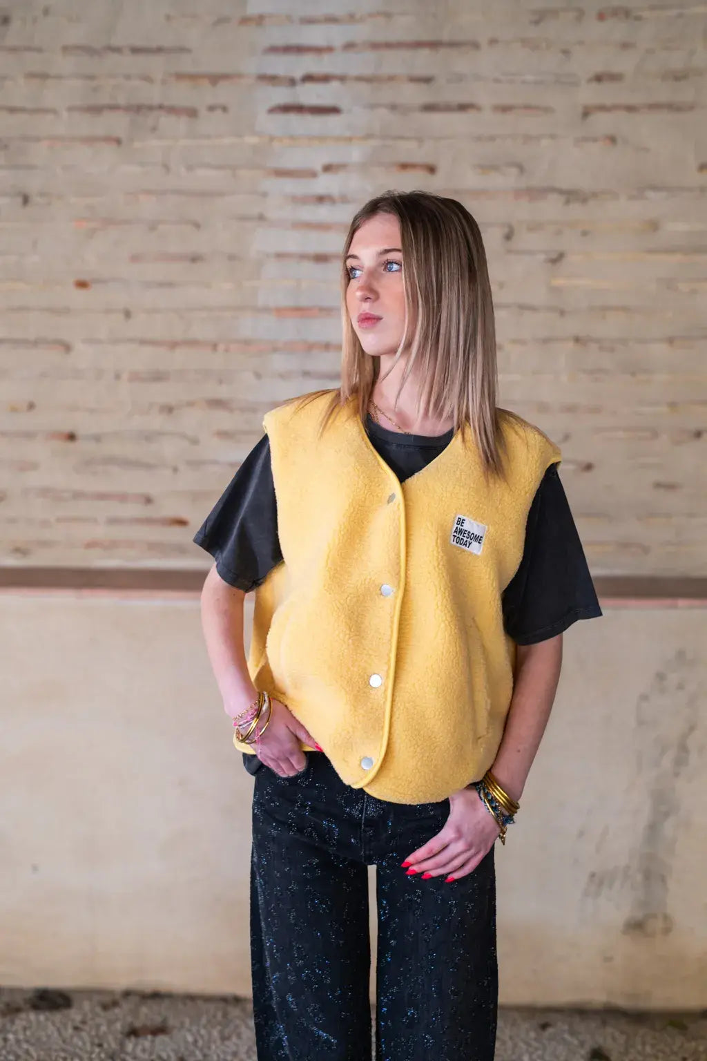 Gilet moumoute Alma jaune