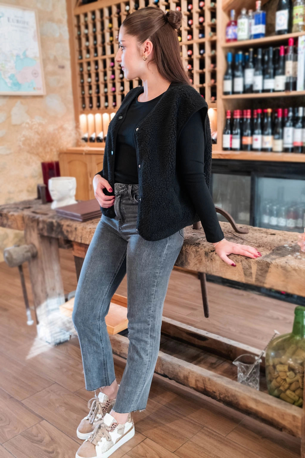 Gilet moumoute Elise noir