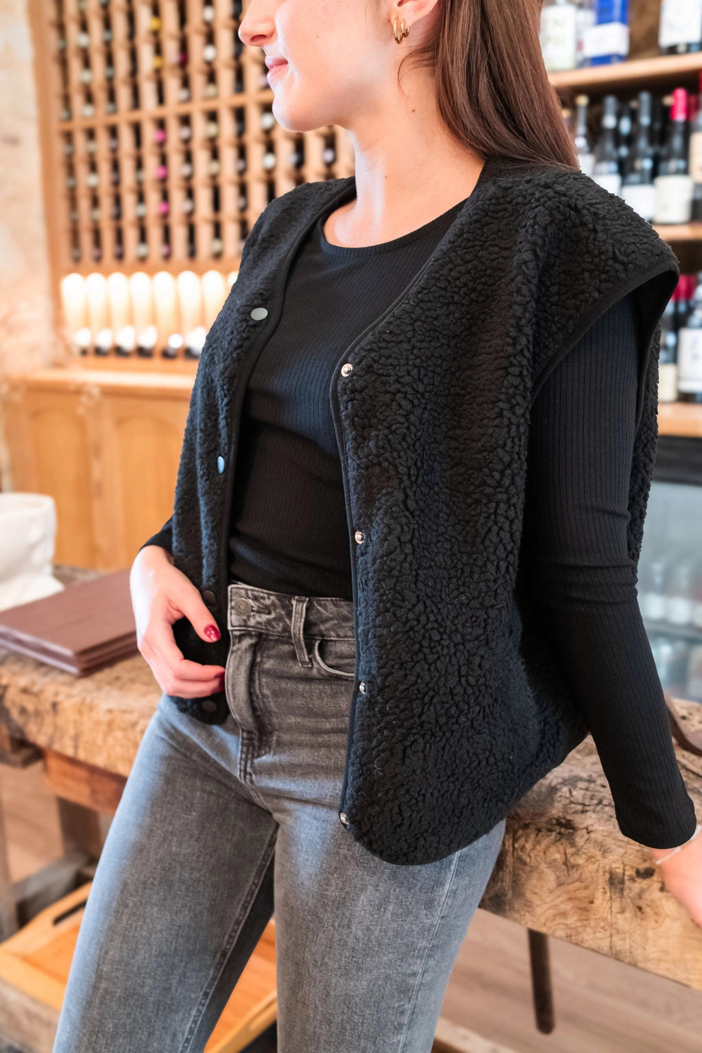 Gilet moumoute Elise noir
