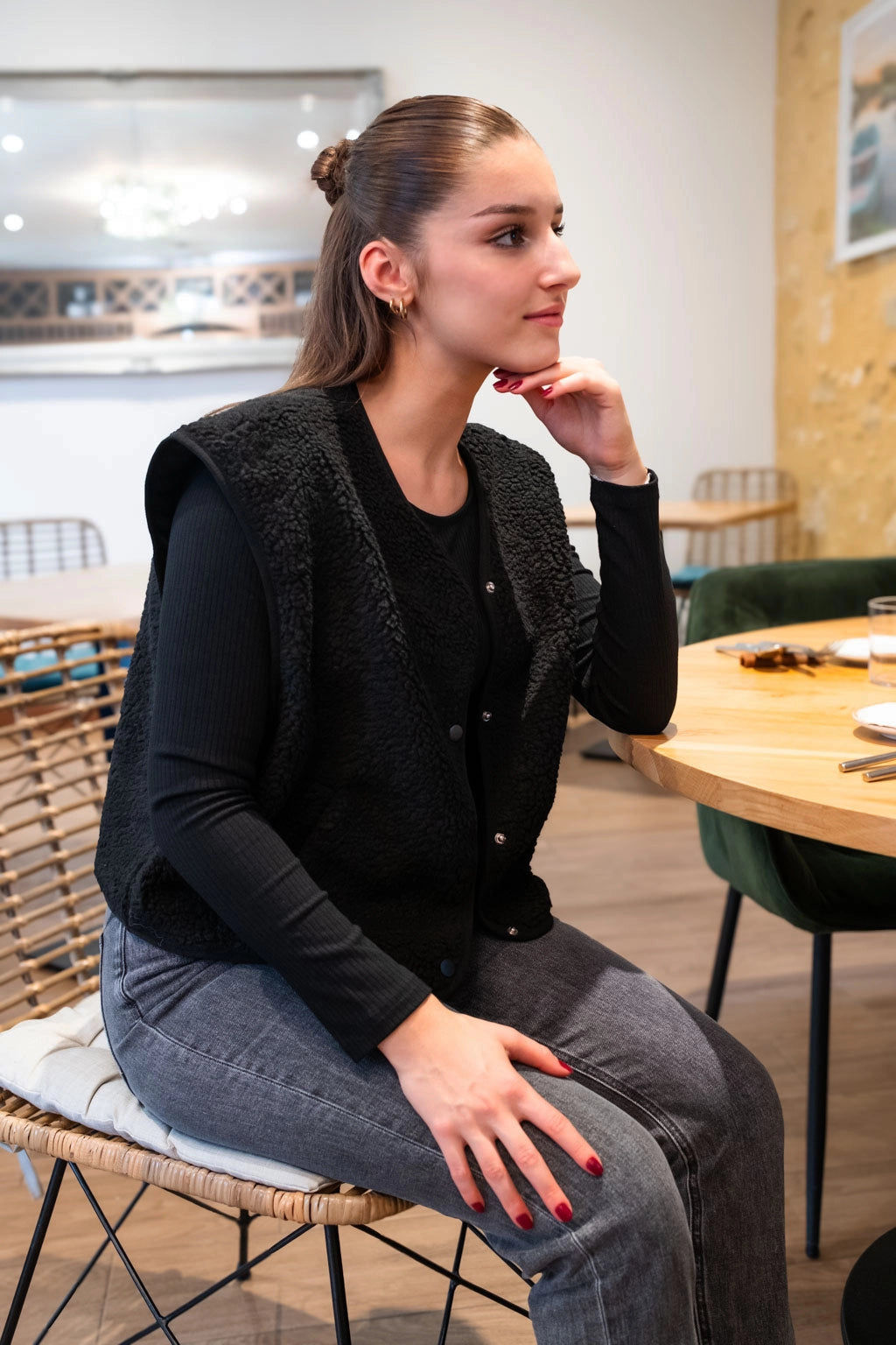 Gilet moumoute Elise noir