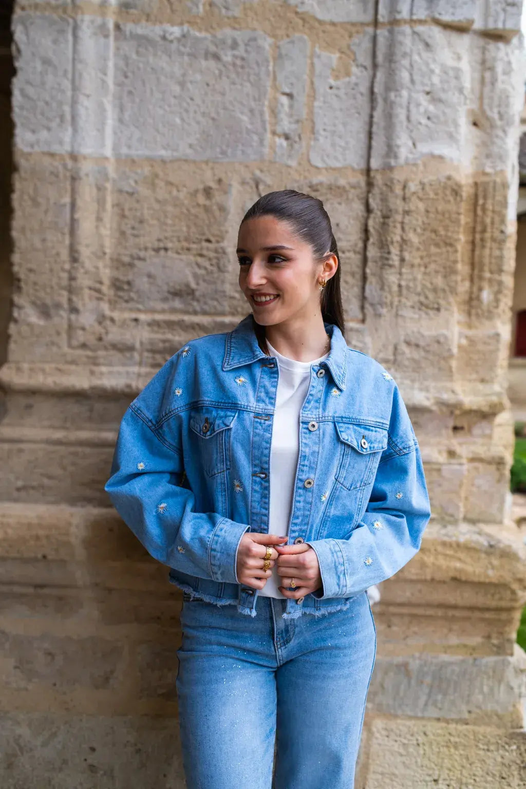Veste en jean marguerite