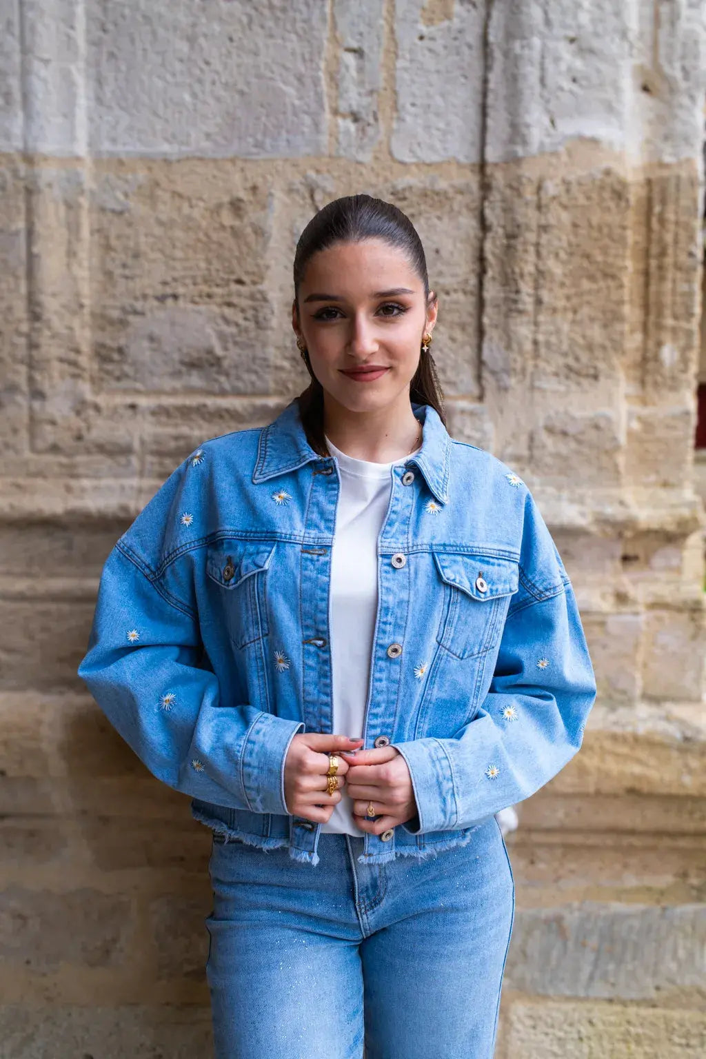 Veste en jean marguerite