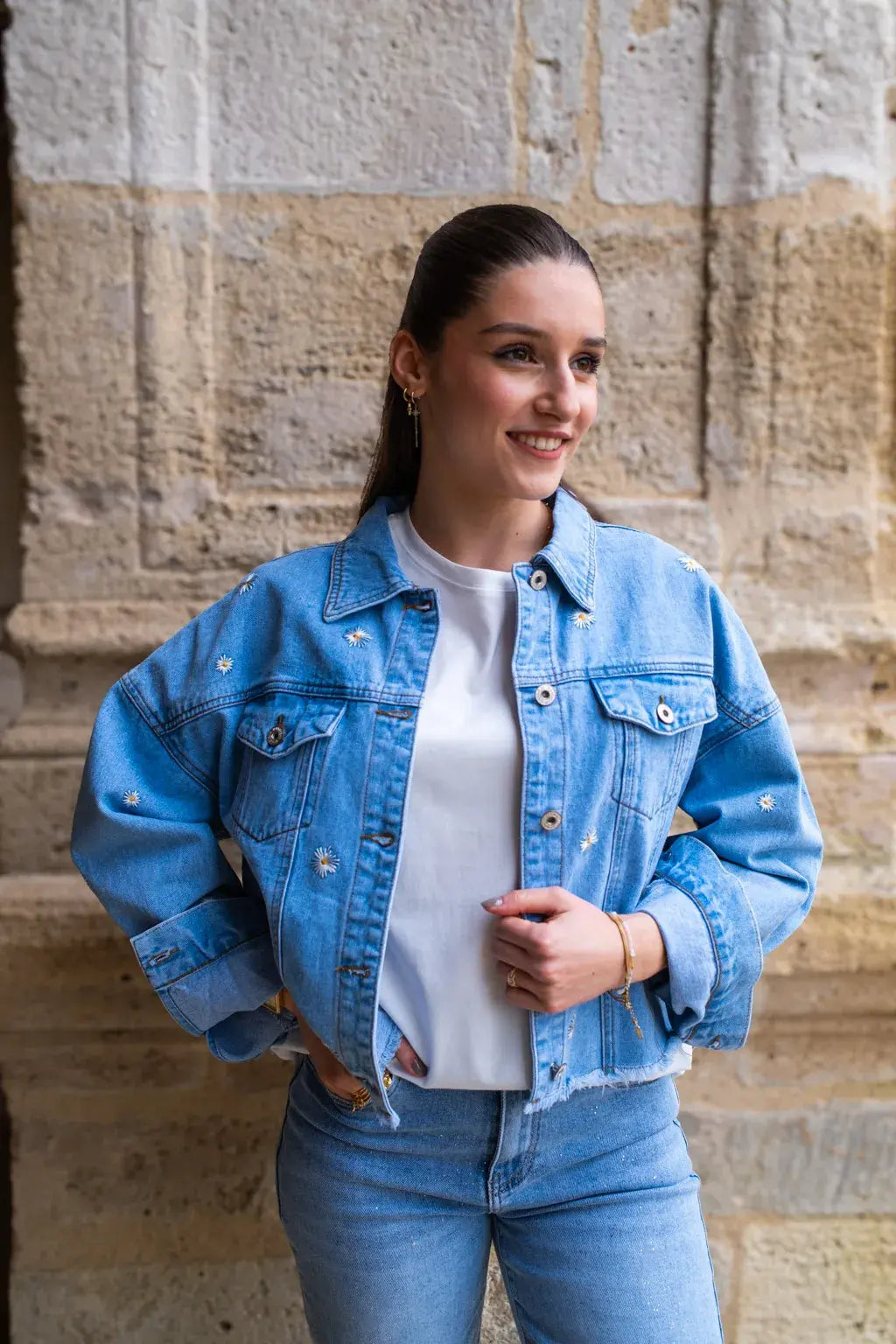 Veste en jean marguerite