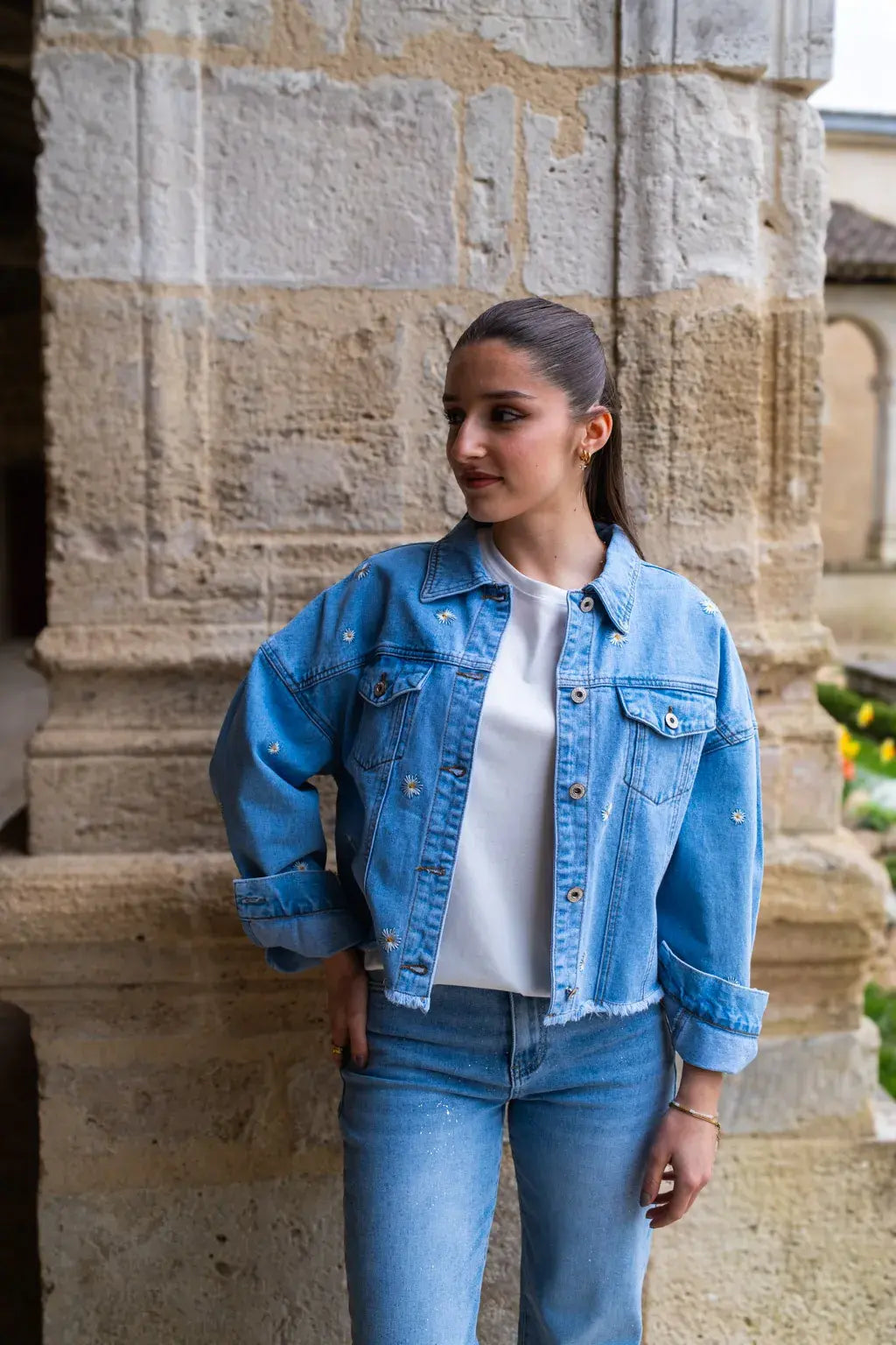 Veste en jean marguerite