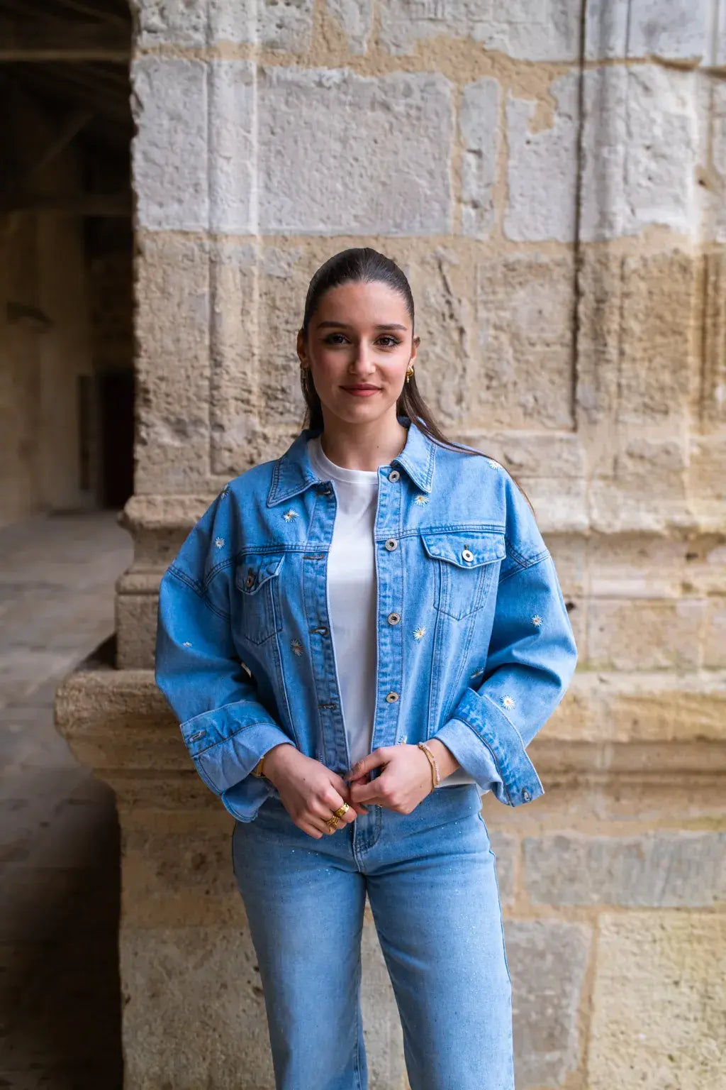 Veste en jean marguerite
