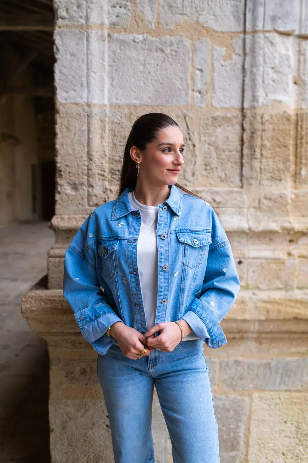 Veste en jean marguerite