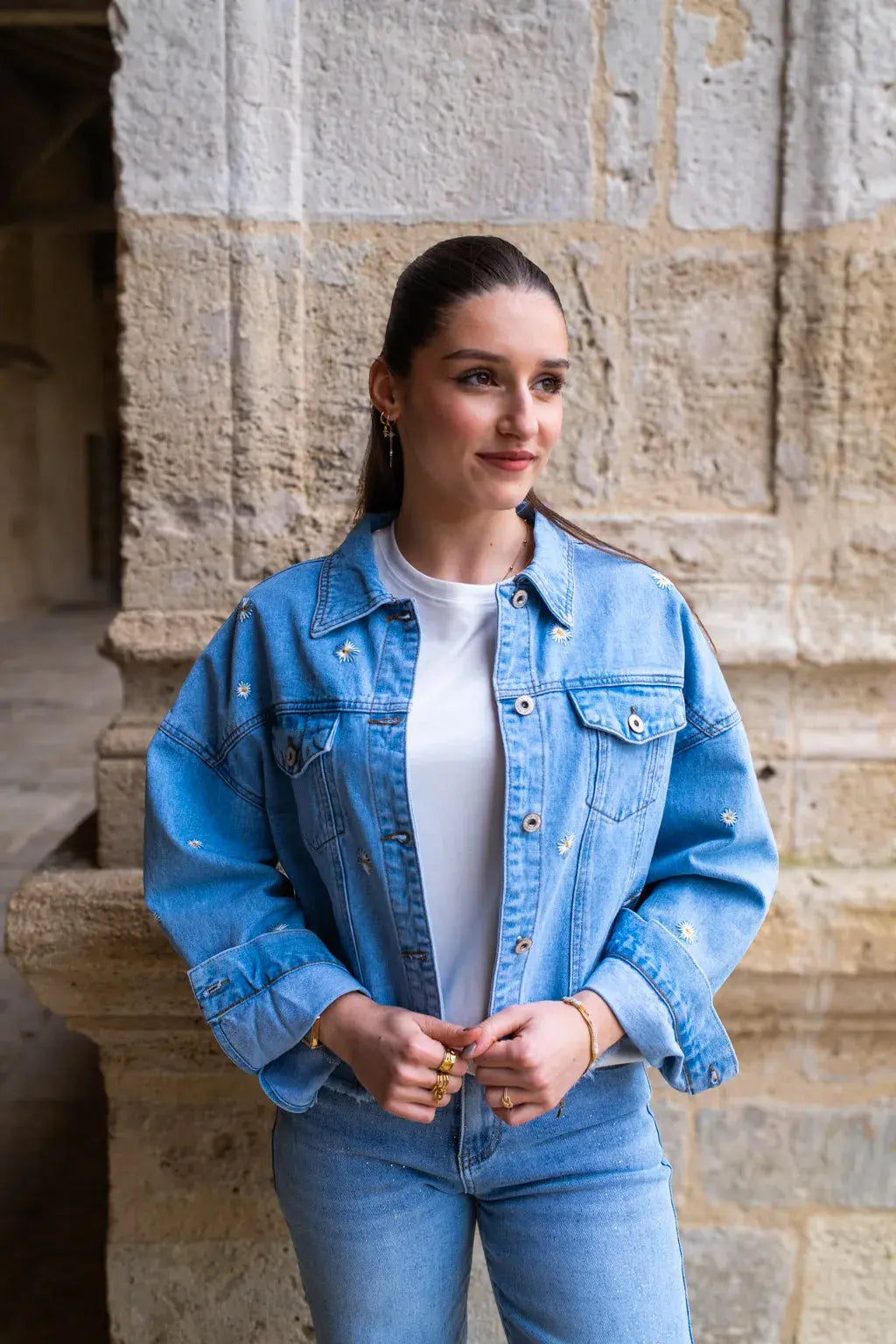 Veste en jean marguerite
