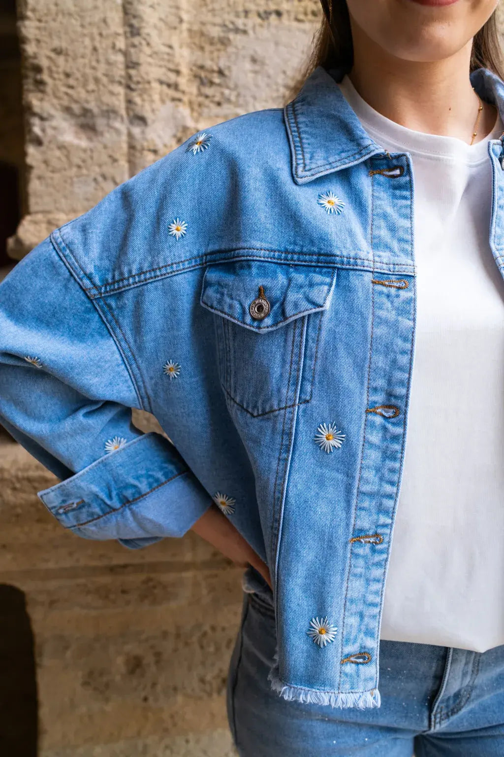 Veste en jean marguerite