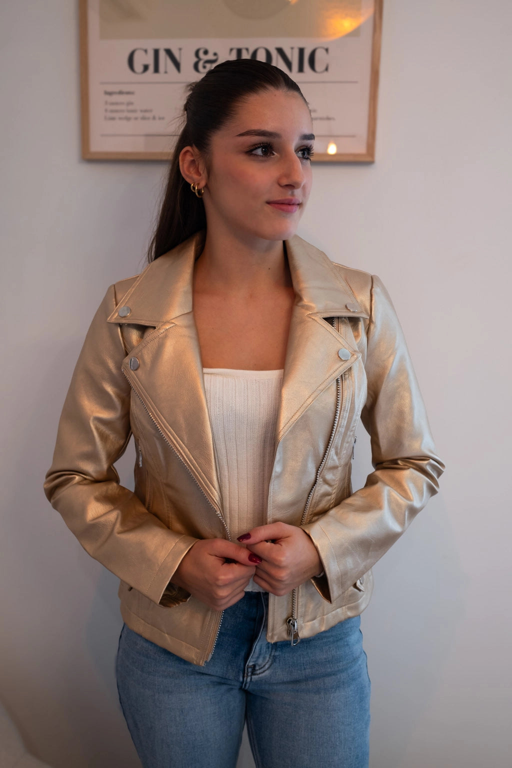 Perfecto cuir doré sale