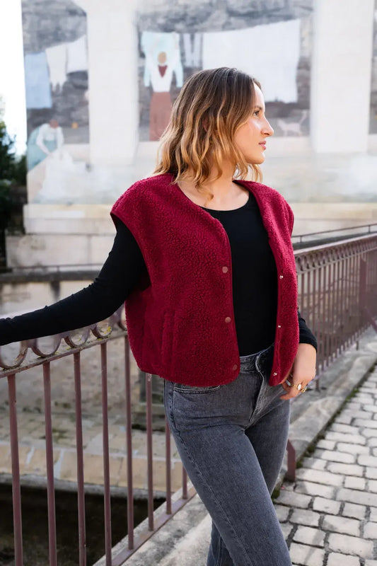 Gilet moumoute Elise bordeaux