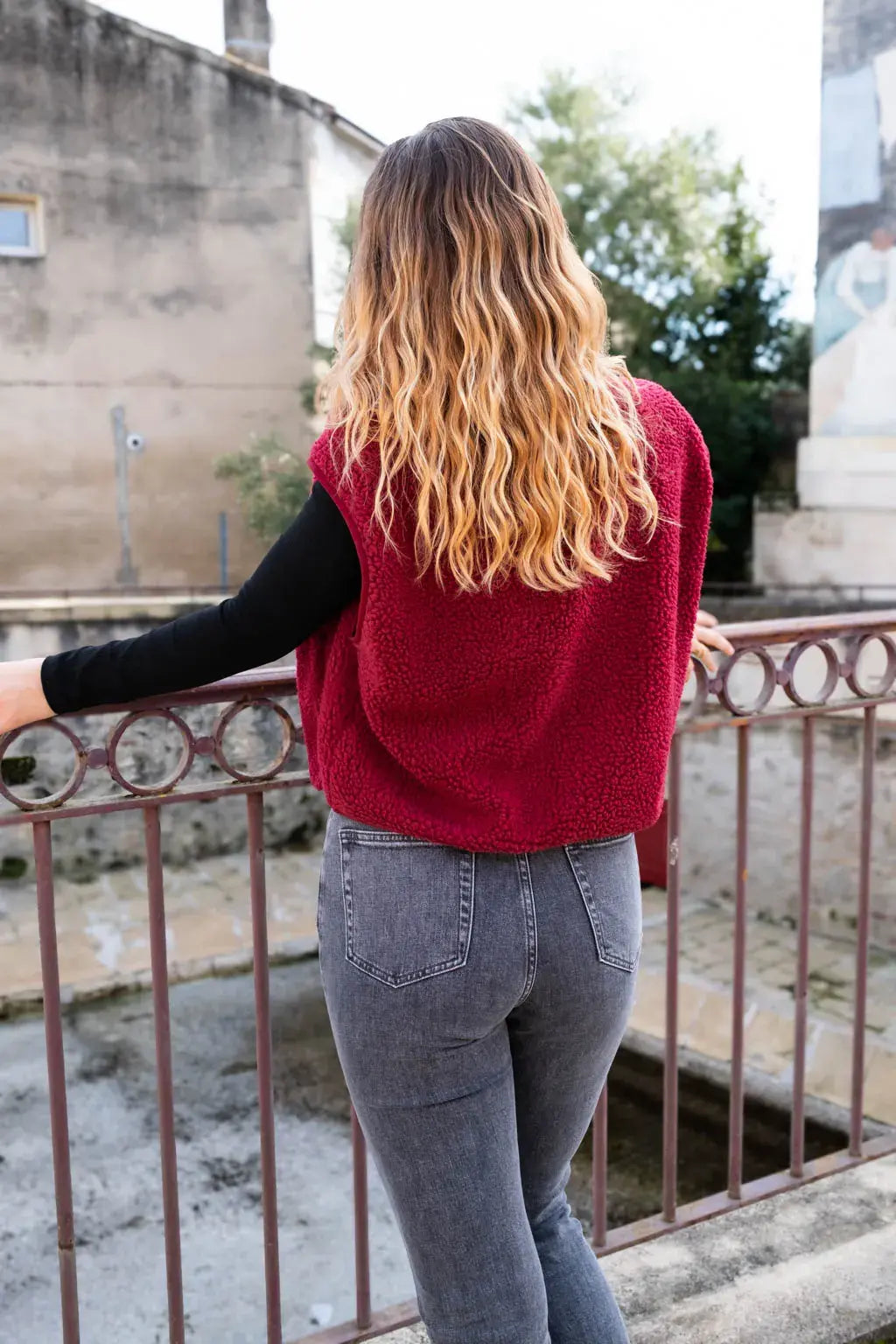 Gilet moumoute Elise bordeaux