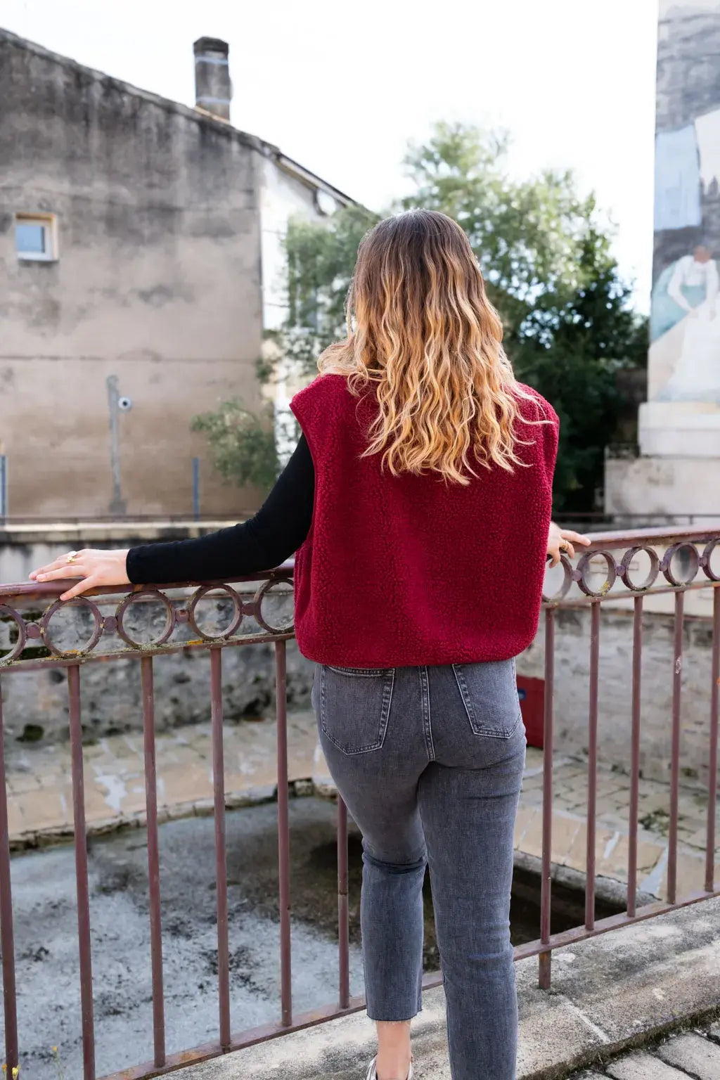 Gilet moumoute Elise bordeaux
