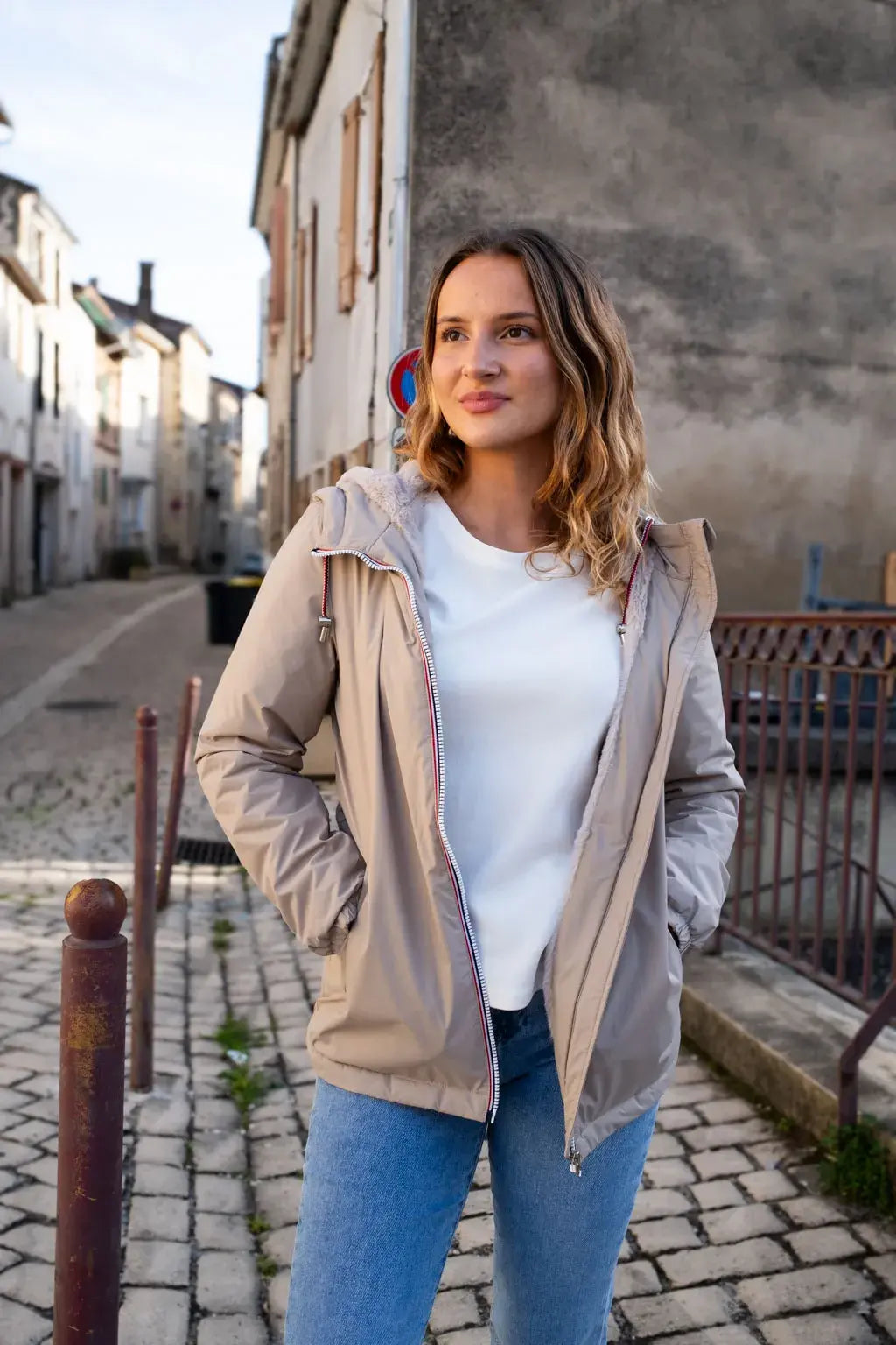 Parka fourrée imperméable Laura Jo - Harper beige mi-longue - DÉSTOCKAGE taille XL