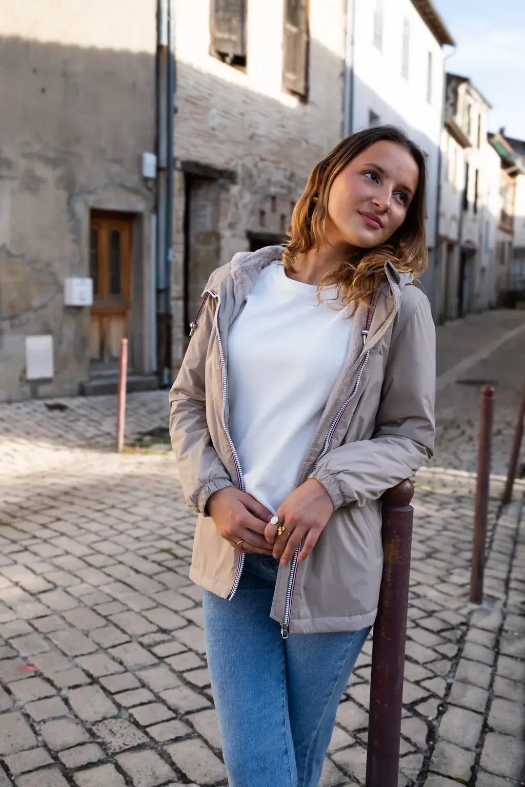 Parka fourrée imperméable Laura Jo - Harper beige mi-longue - DÉSTOCKAGE taille XL