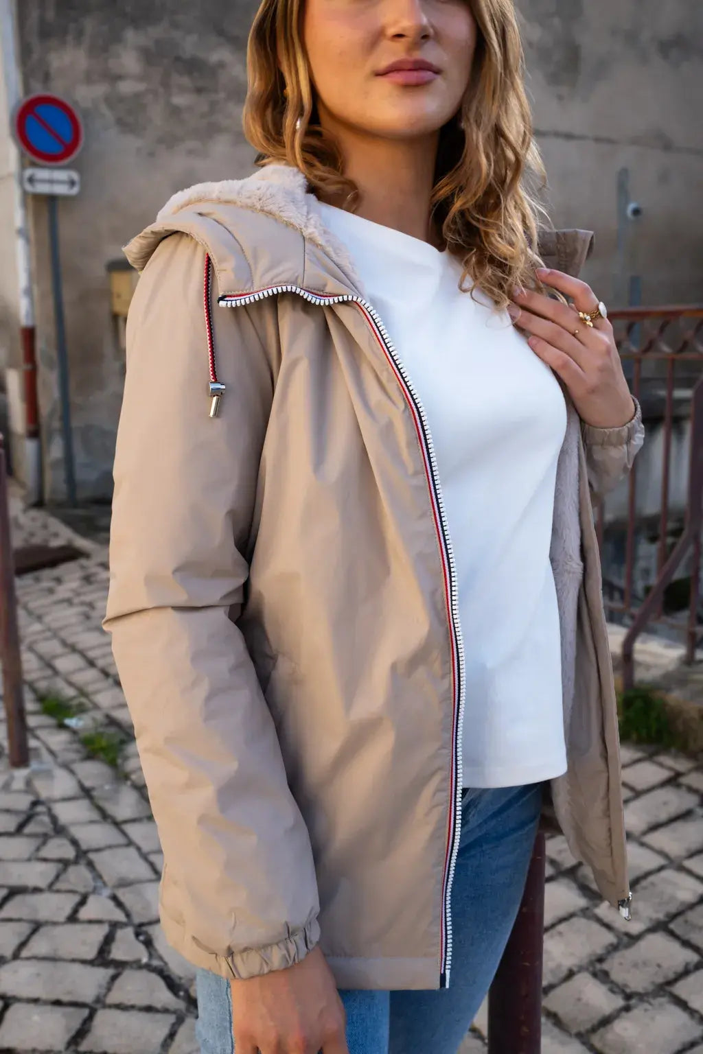 Parka fourrée imperméable Laura Jo - Harper beige mi-longue - DÉSTOCKAGE taille XL