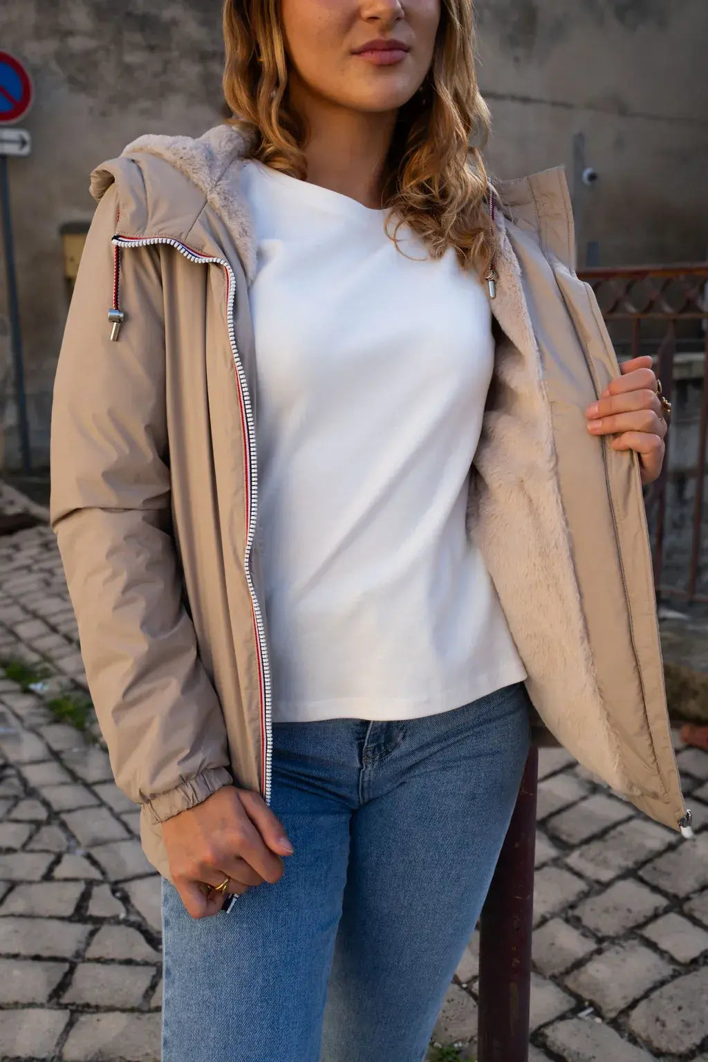 Parka fourrée imperméable Laura Jo - Harper beige mi-longue - DÉSTOCKAGE taille XL