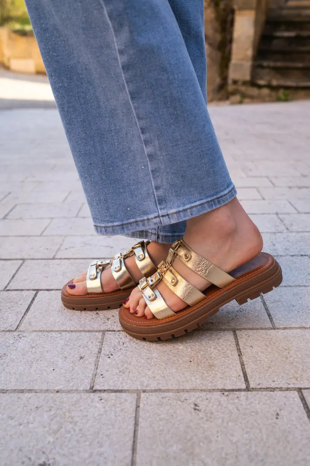 Mules Soleil dorées