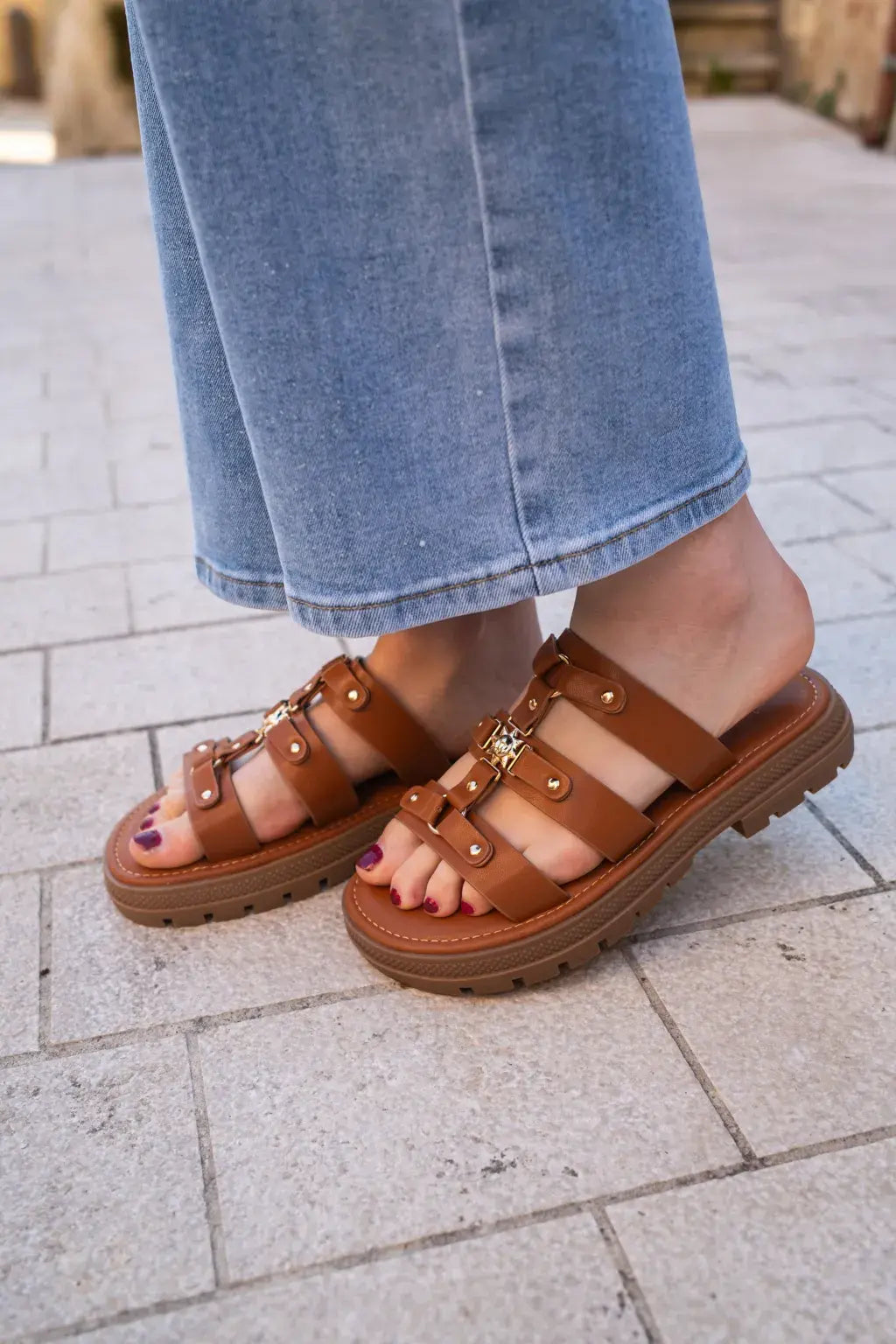 Mules Soleil camel