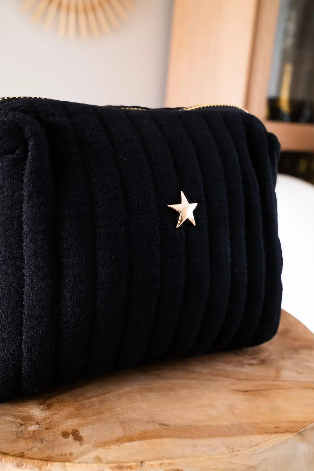 Trousse en coton matelassé - Noire