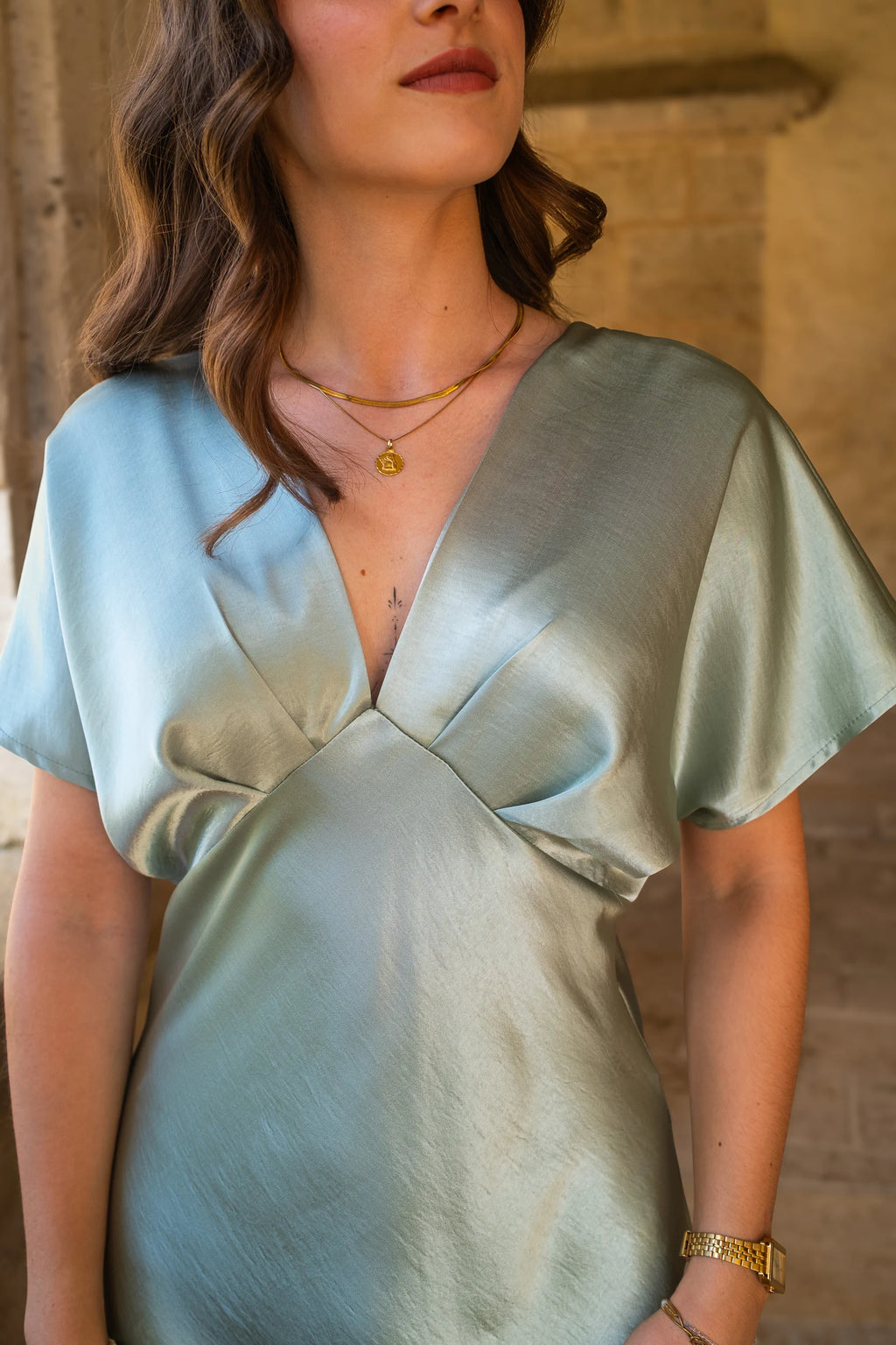 Robe Olympe vert d'eau