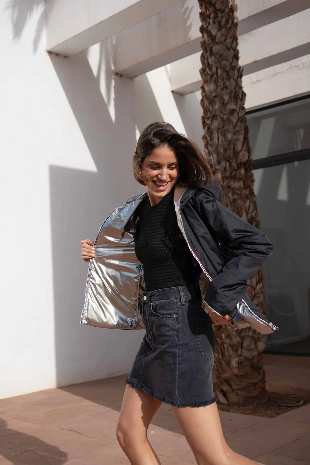 Imperméable rembourré mi-saison Laura Jo - Mandy court noir/doré - DÉSTOCKAGE taille M et XL