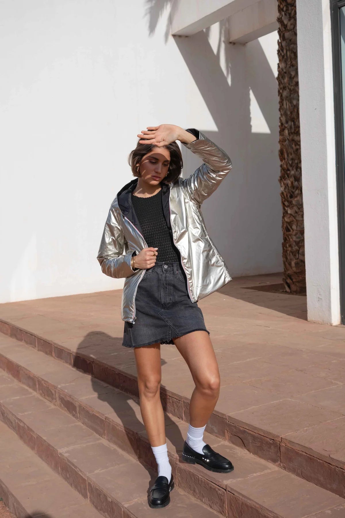 Imperméable rembourré mi-saison Laura Jo - Mandy court noir/doré - DÉSTOCKAGE taille M et XL