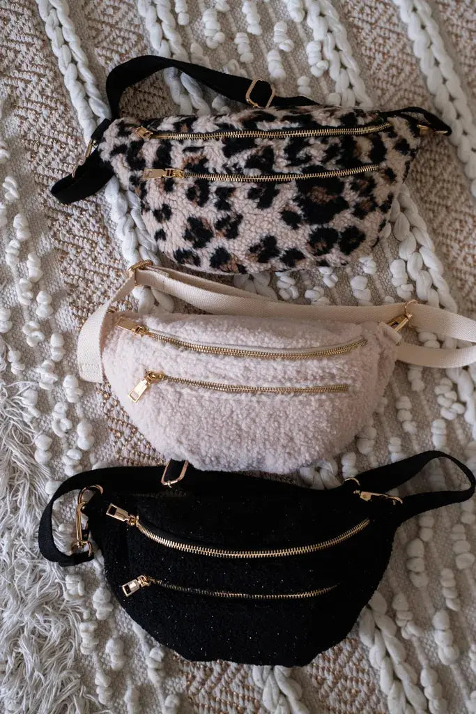 Sac banane Ophélie en moumoute beige