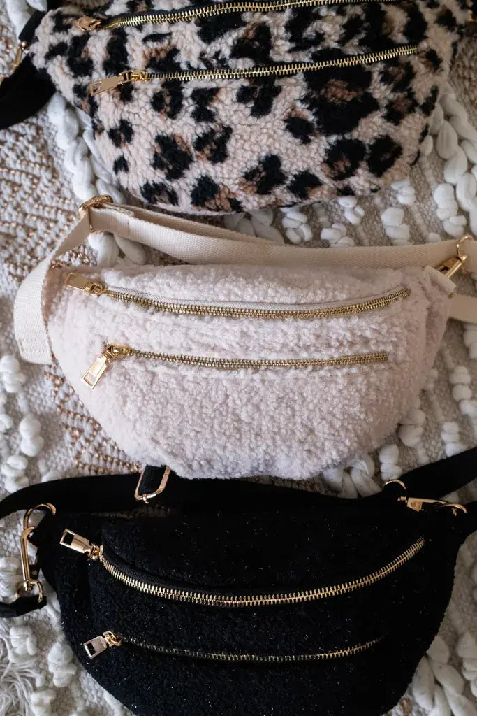 Sac banane Ophélie en moumoute beige