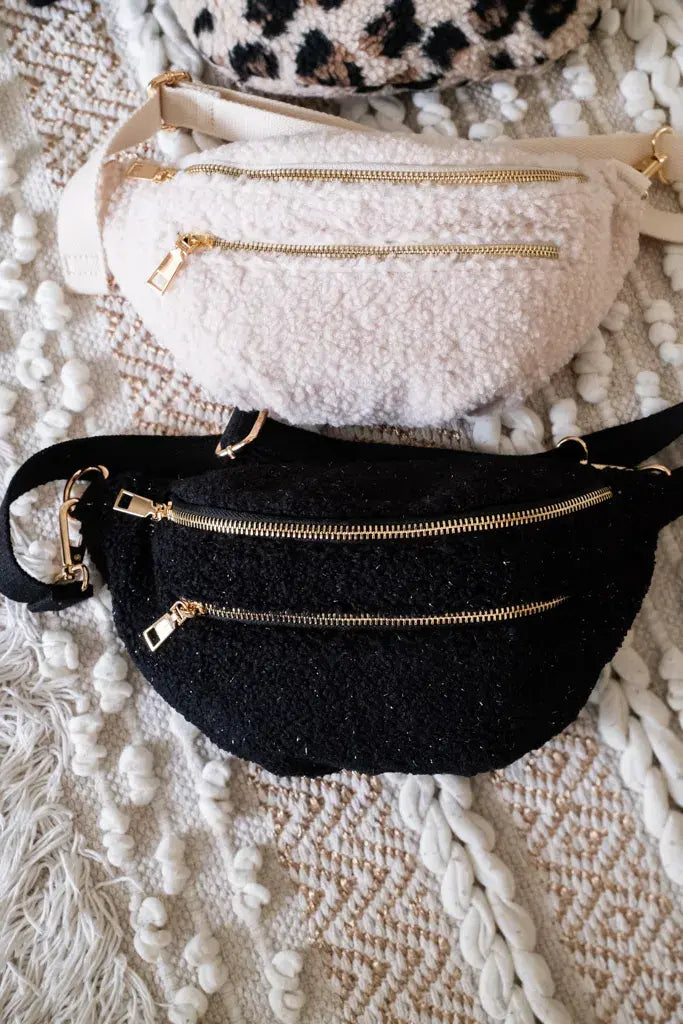 Sac banane Ophélie en moumoute beige