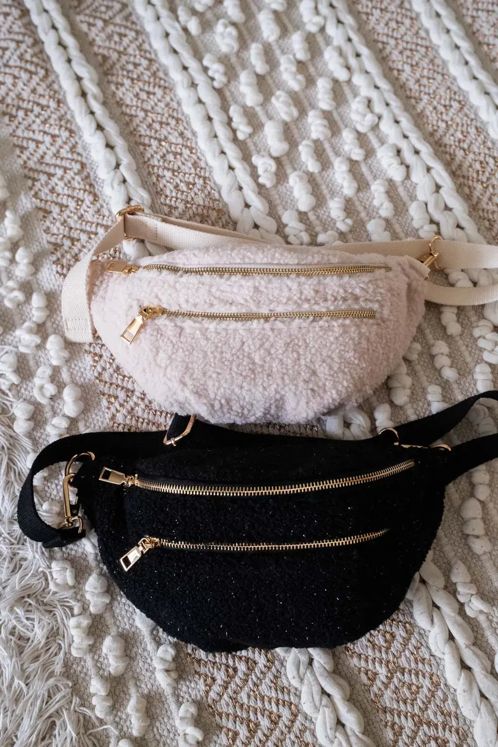 Sac banane Ophélie en moumoute beige